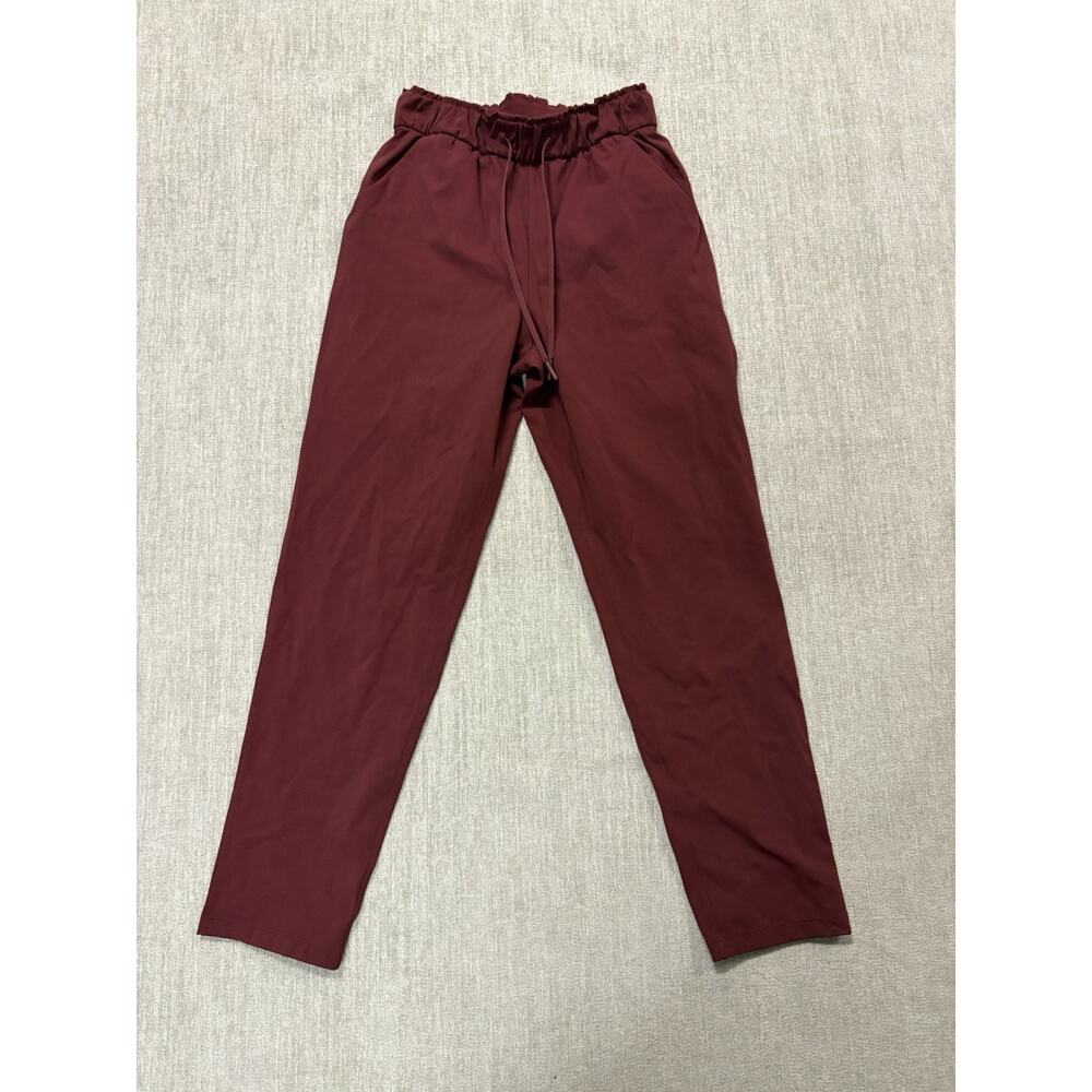 Women's Burgundy Drawstring Tapered Pants